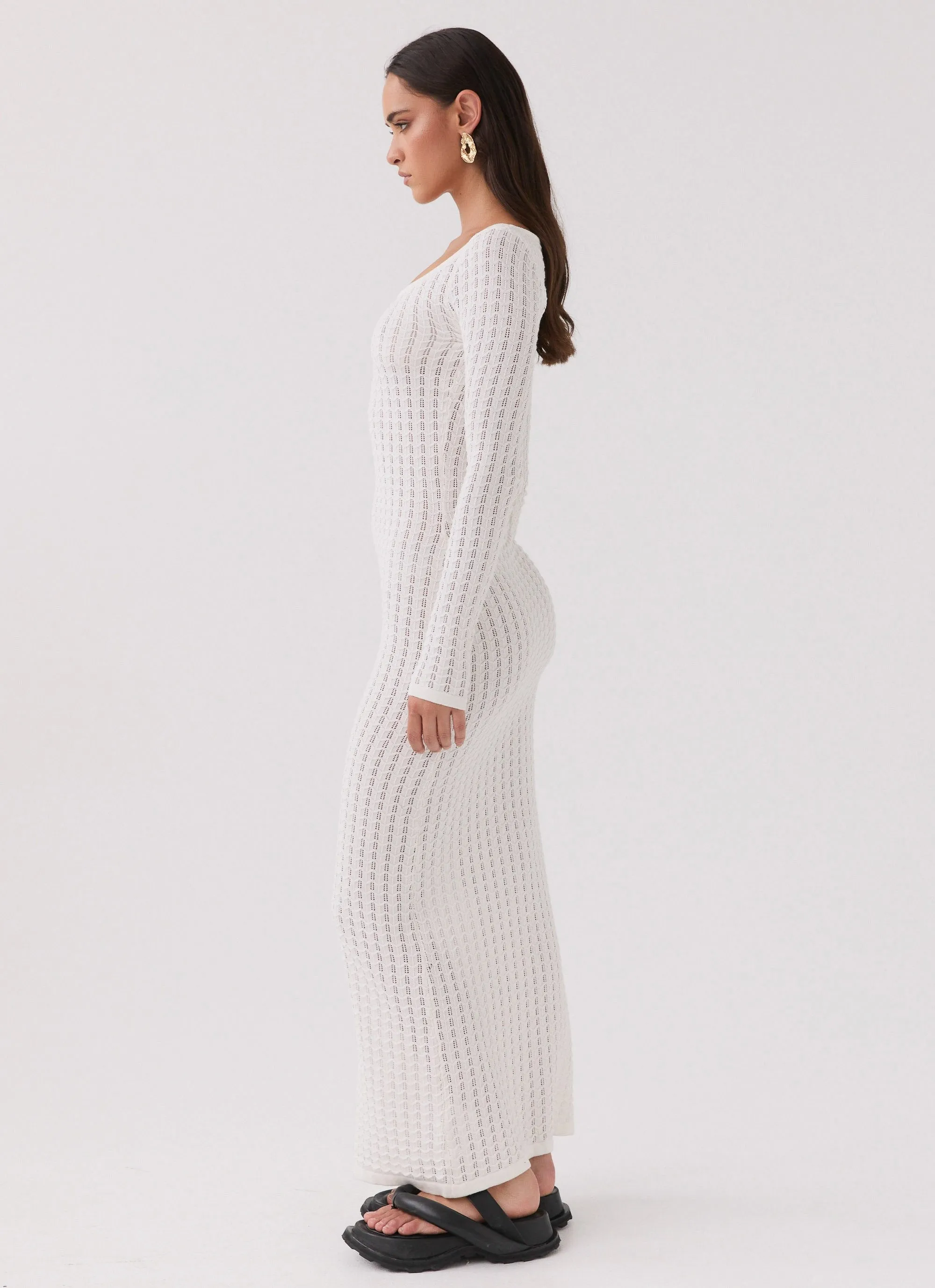 Knit Maxi Dress in White