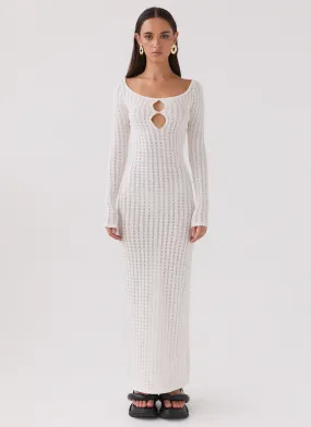 Knit Maxi Dress in White