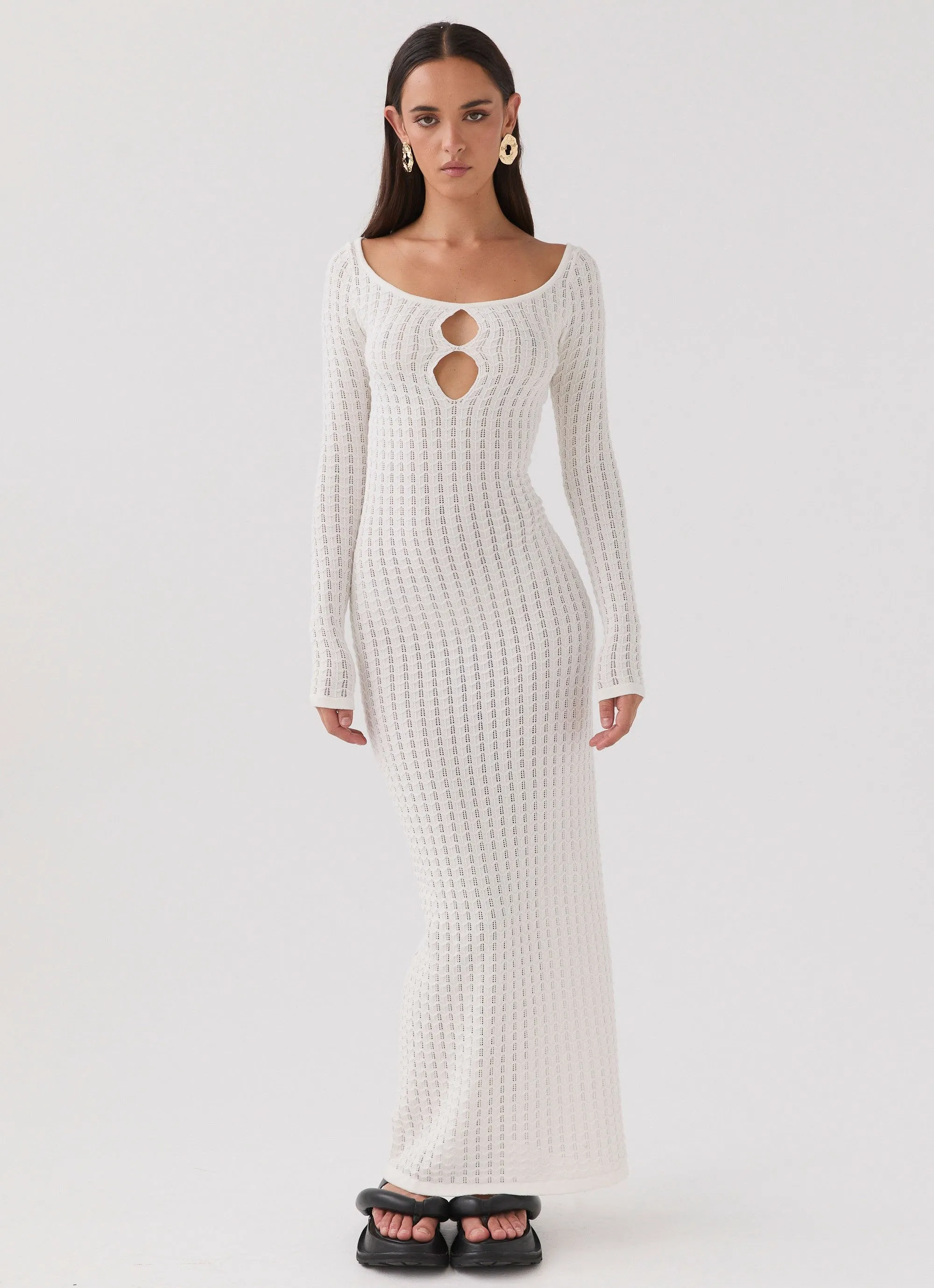 Knit Maxi Dress in White