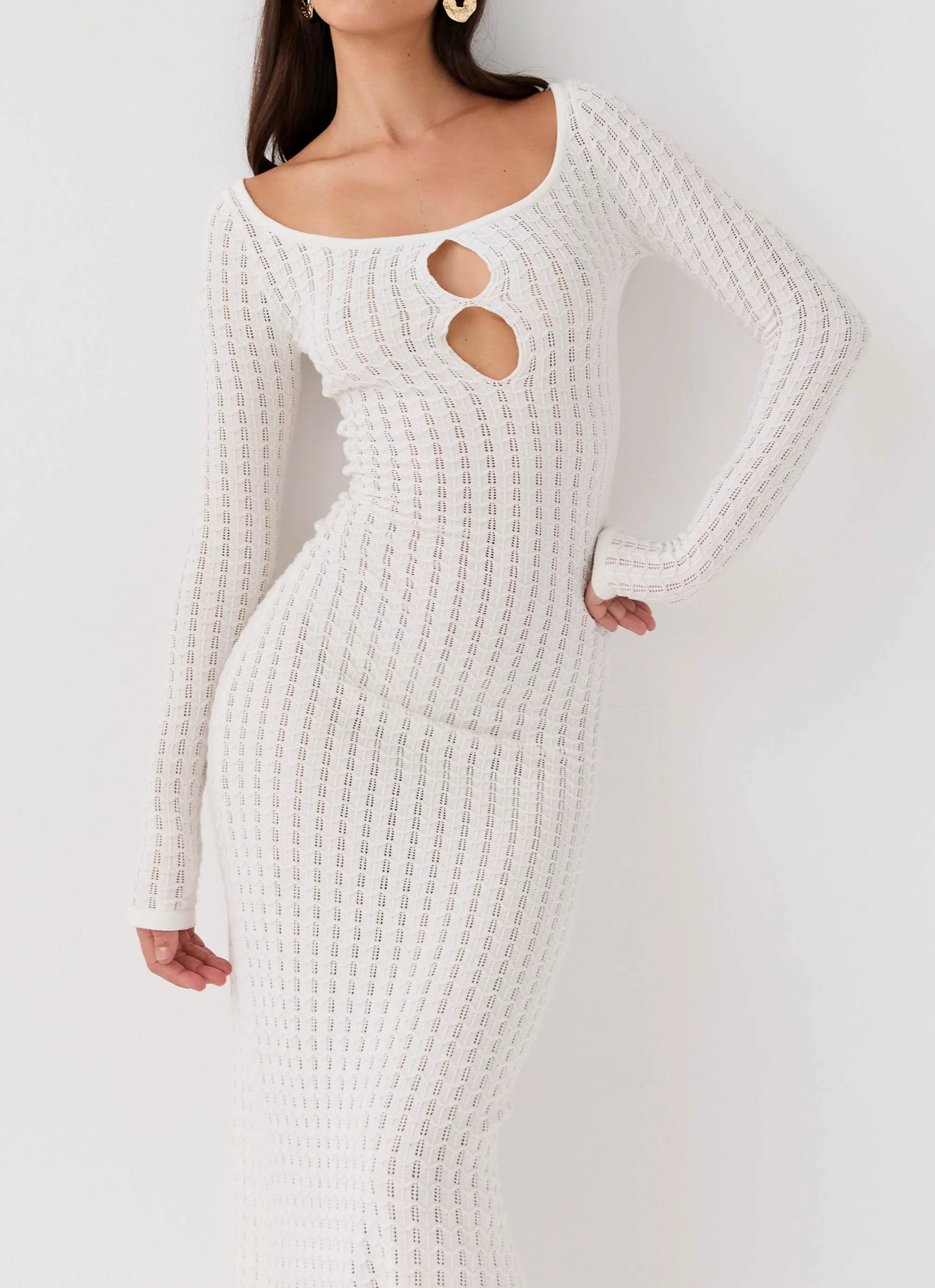 Knit Maxi Dress in White