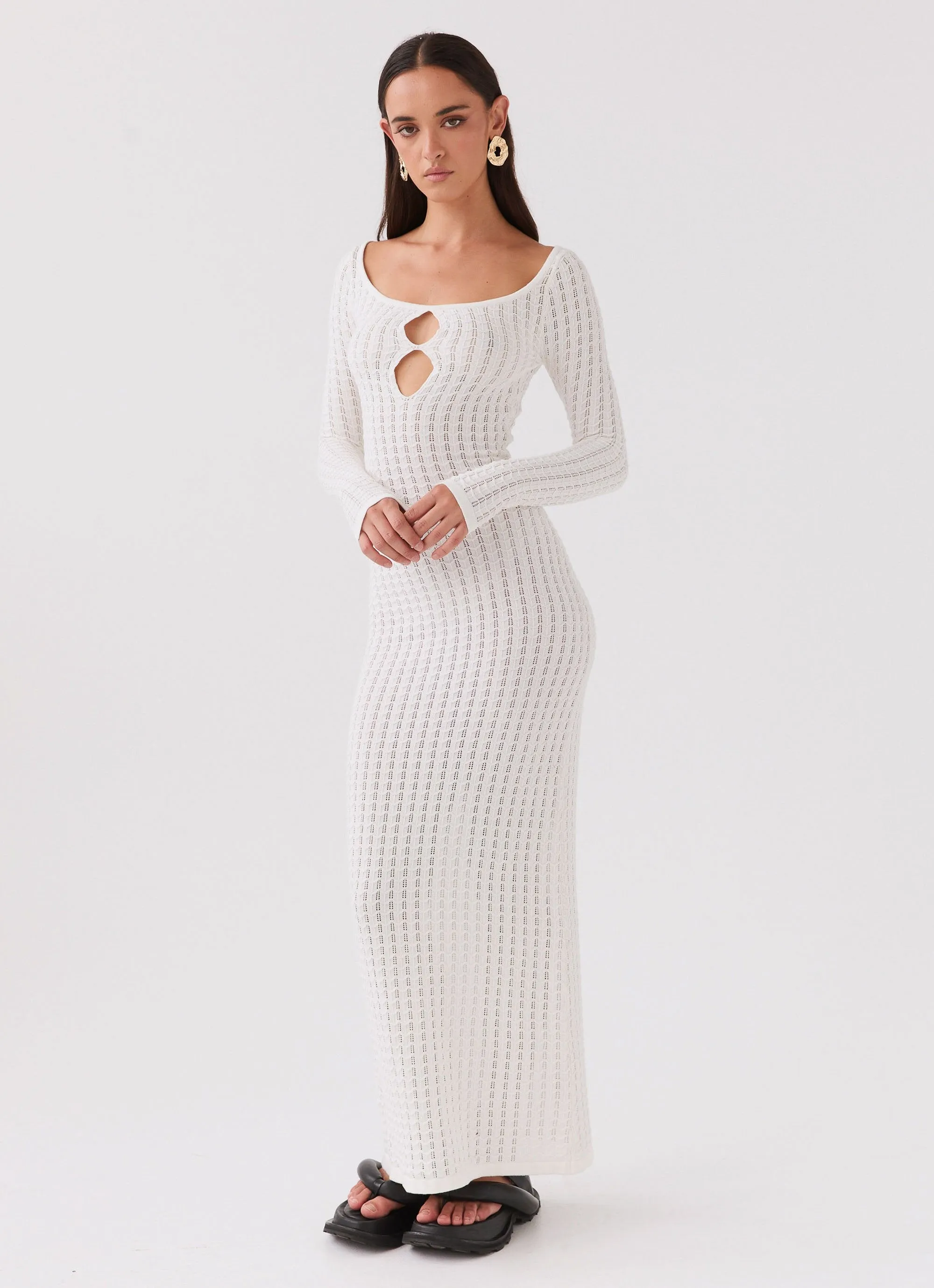 Knit Maxi Dress in White