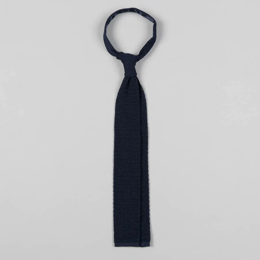 KNIT SILK TIE NAVY