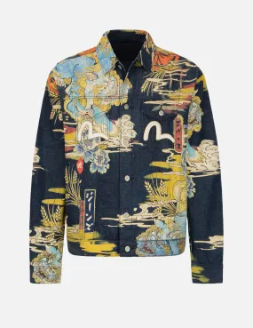 Komainu Vintage Japanese Painting Print Denim Jacket