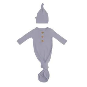 Ribbed Knotted Gown Set with Hat in Haze by Kyte Baby