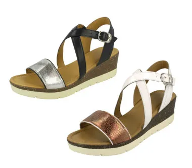 Ladies Padders Wedge Heeled Sandals Primrose