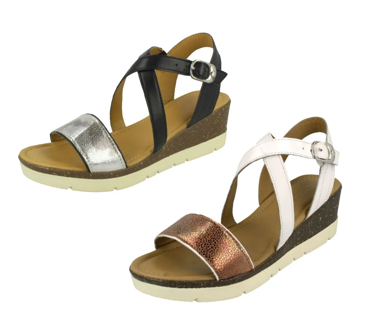 Ladies Padders Wedge Heeled Sandals Primrose