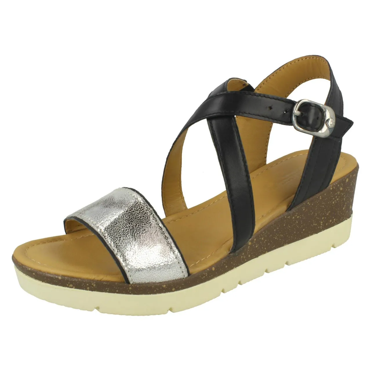 Ladies Padders Wedge Heeled Sandals Primrose