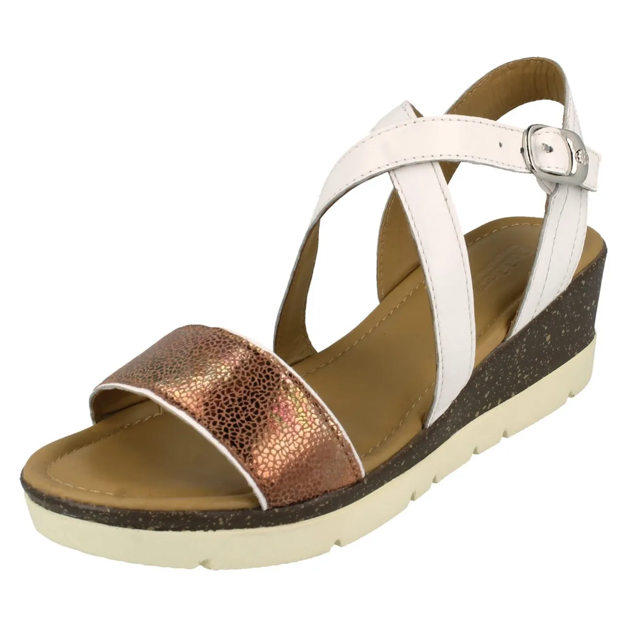 Ladies Padders Wedge Heeled Sandals Primrose