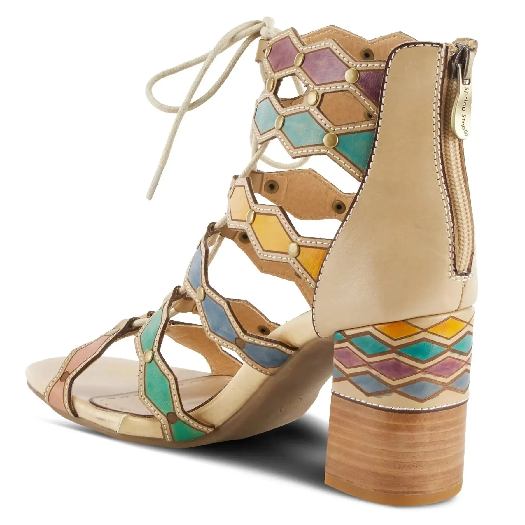 L'ARTISTE ARTDECO SANDALS - BEIGE MULT LEATHER