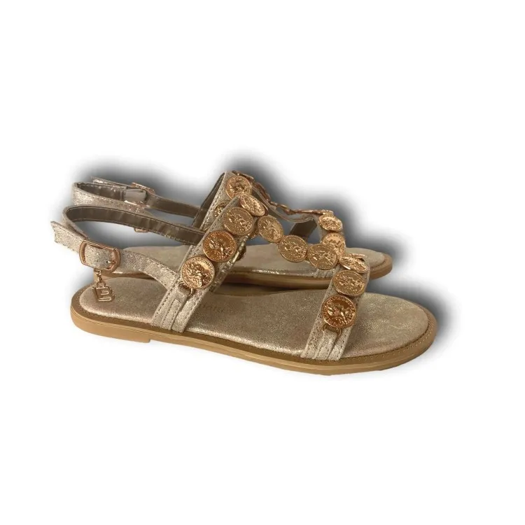 Laura Biagiotti 7535 Sandali Donna Flat Gioiello Oro con Inserti