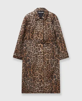 Trench Coat with Leopard Print Belt