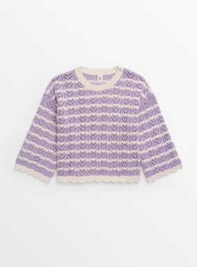 Lilac Chevron Stripe Crocheted Jumper for 11-year-olds - Jumpers and Cardigans at Tu Clothing