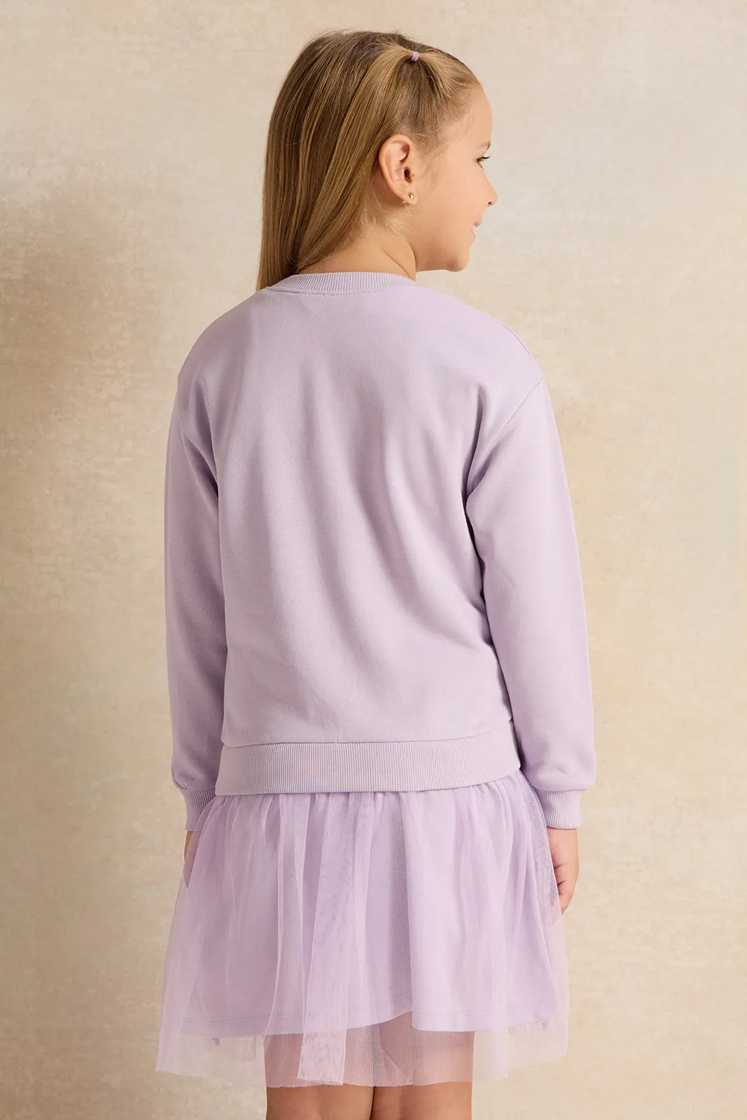 Lilac Knit Dress With Stars Sequins