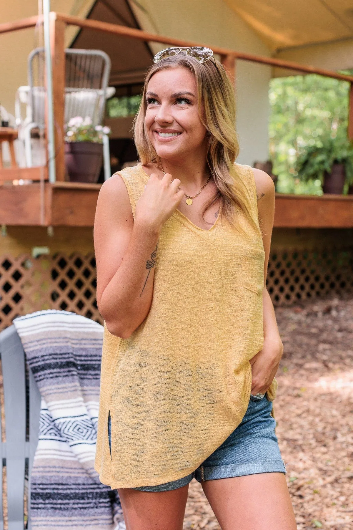 Knit Tank Top in Sunshine Yellow