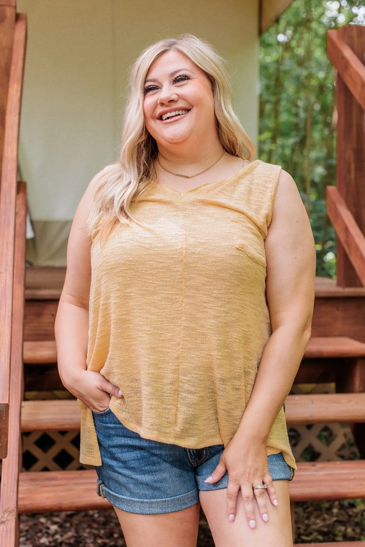 Knit Tank Top in Sunshine Yellow