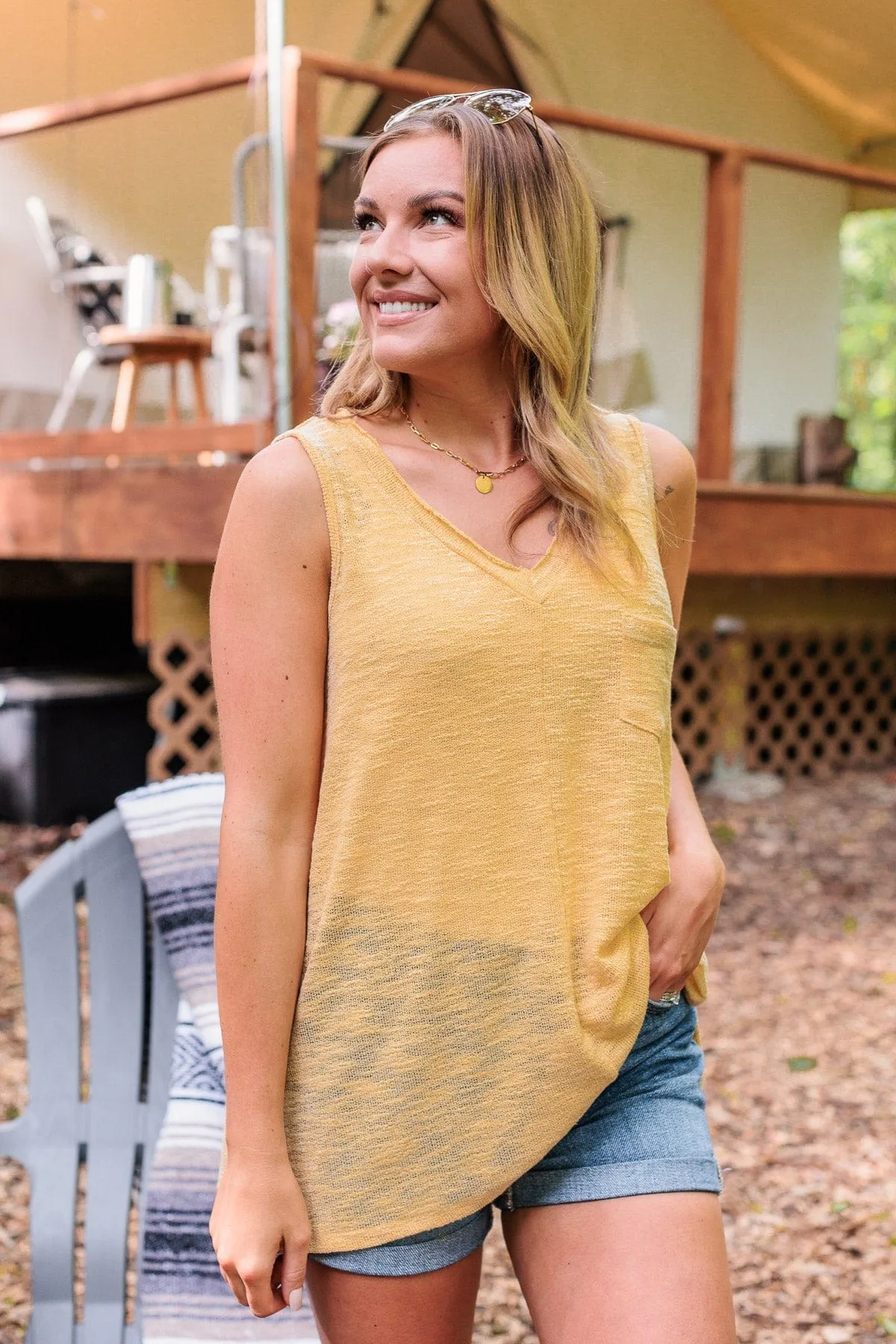 Knit Tank Top in Sunshine Yellow