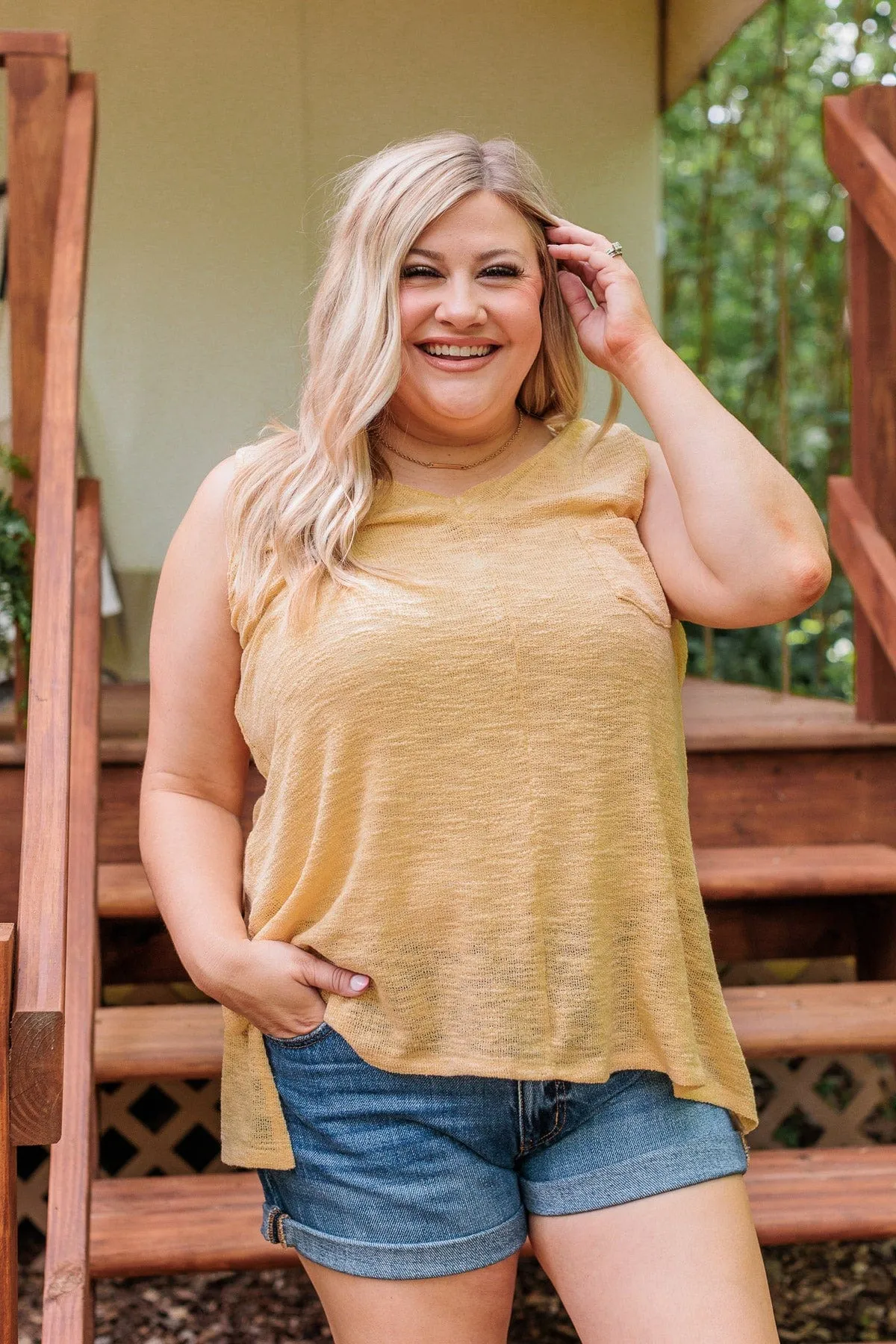 Knit Tank Top in Sunshine Yellow