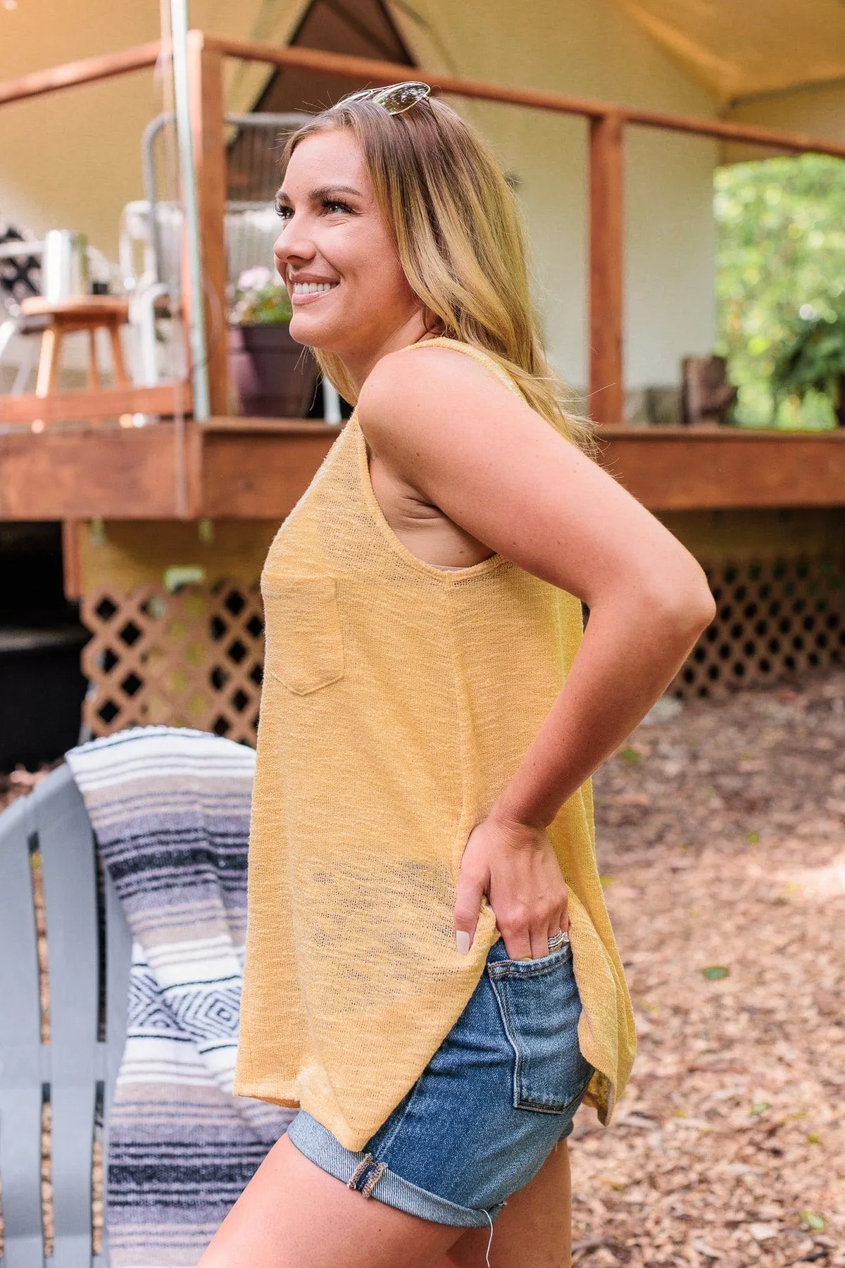 Knit Tank Top in Sunshine Yellow