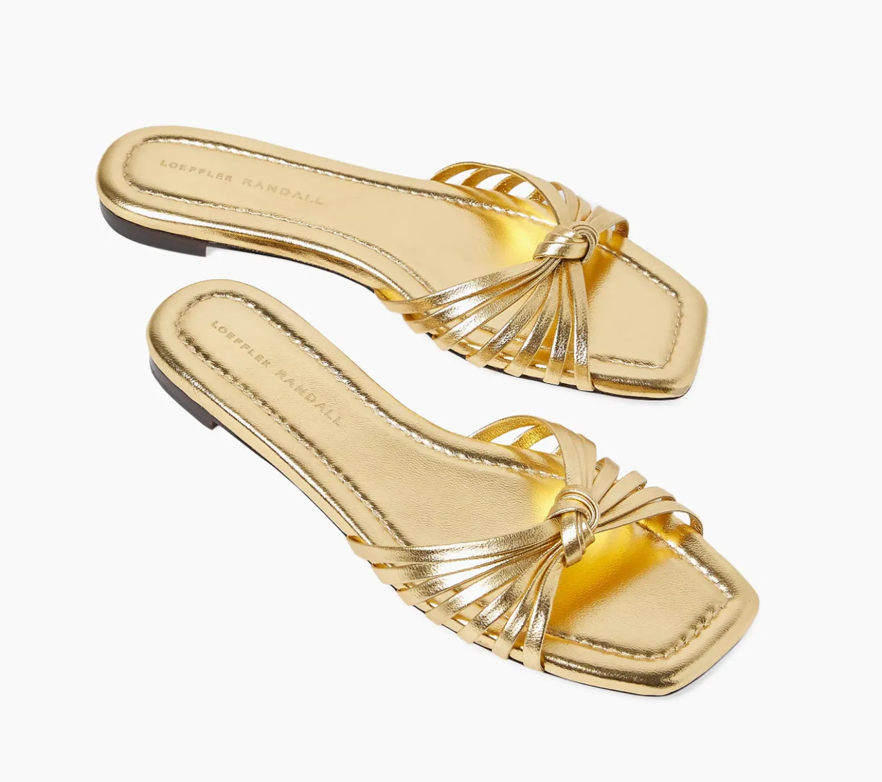 Champagne Leather Knot Flat Sandal by Loeffler Randall Izzie