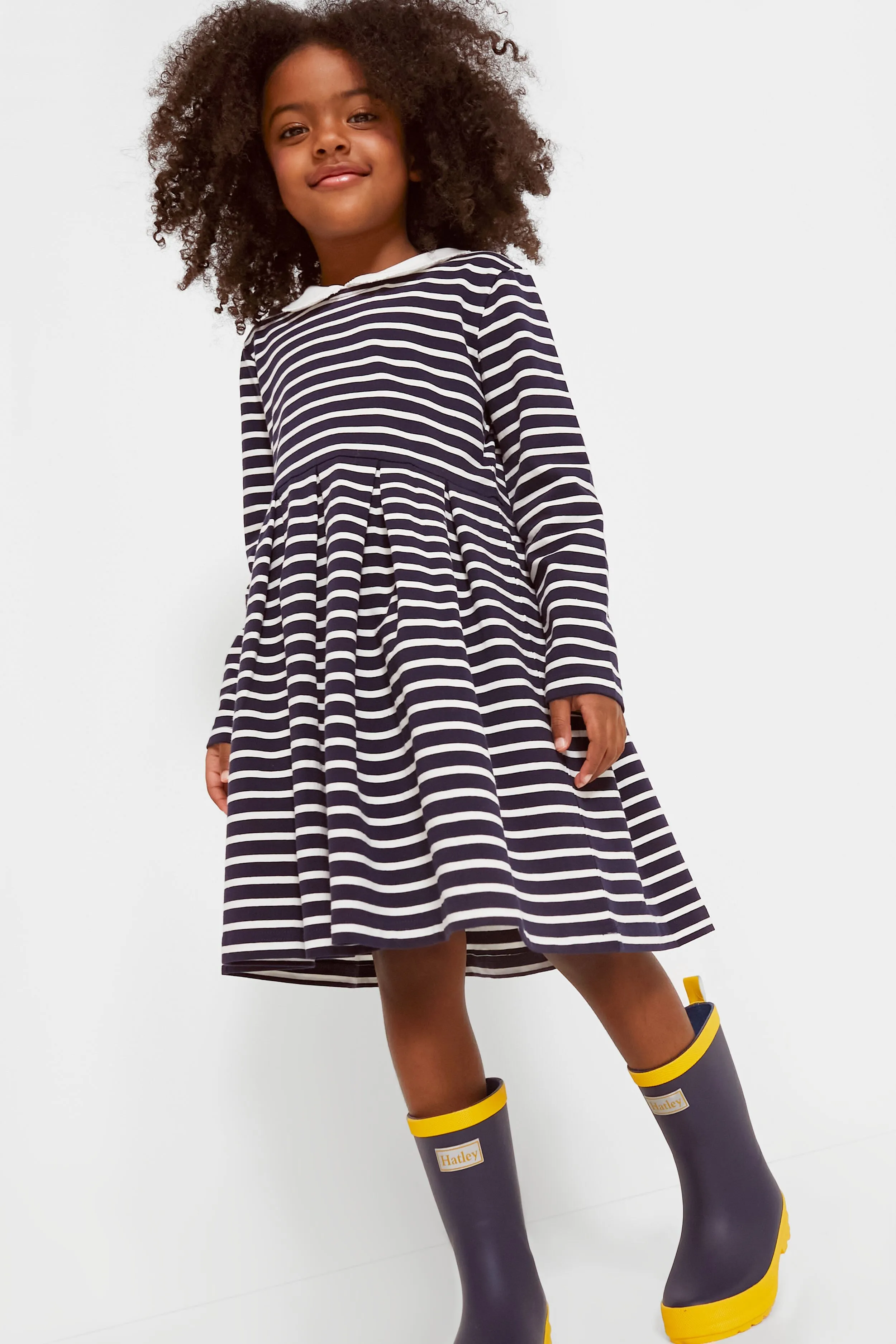 Long Sleeve Breton Striped Jersey Dress