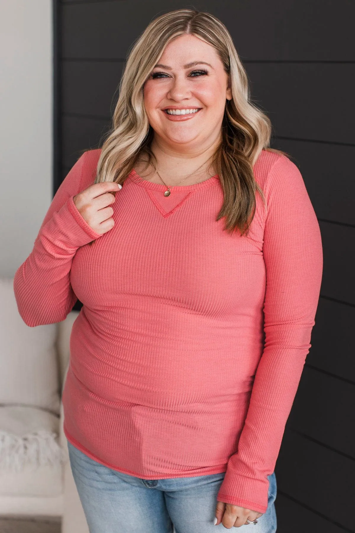 Forever Love Coral Knit Top