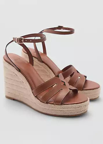 Mango Aurora Tan Wedge Sandals | Grattan