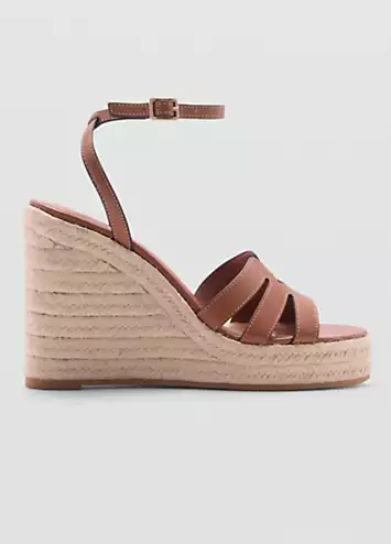 Mango Aurora Tan Wedge Sandals | Grattan