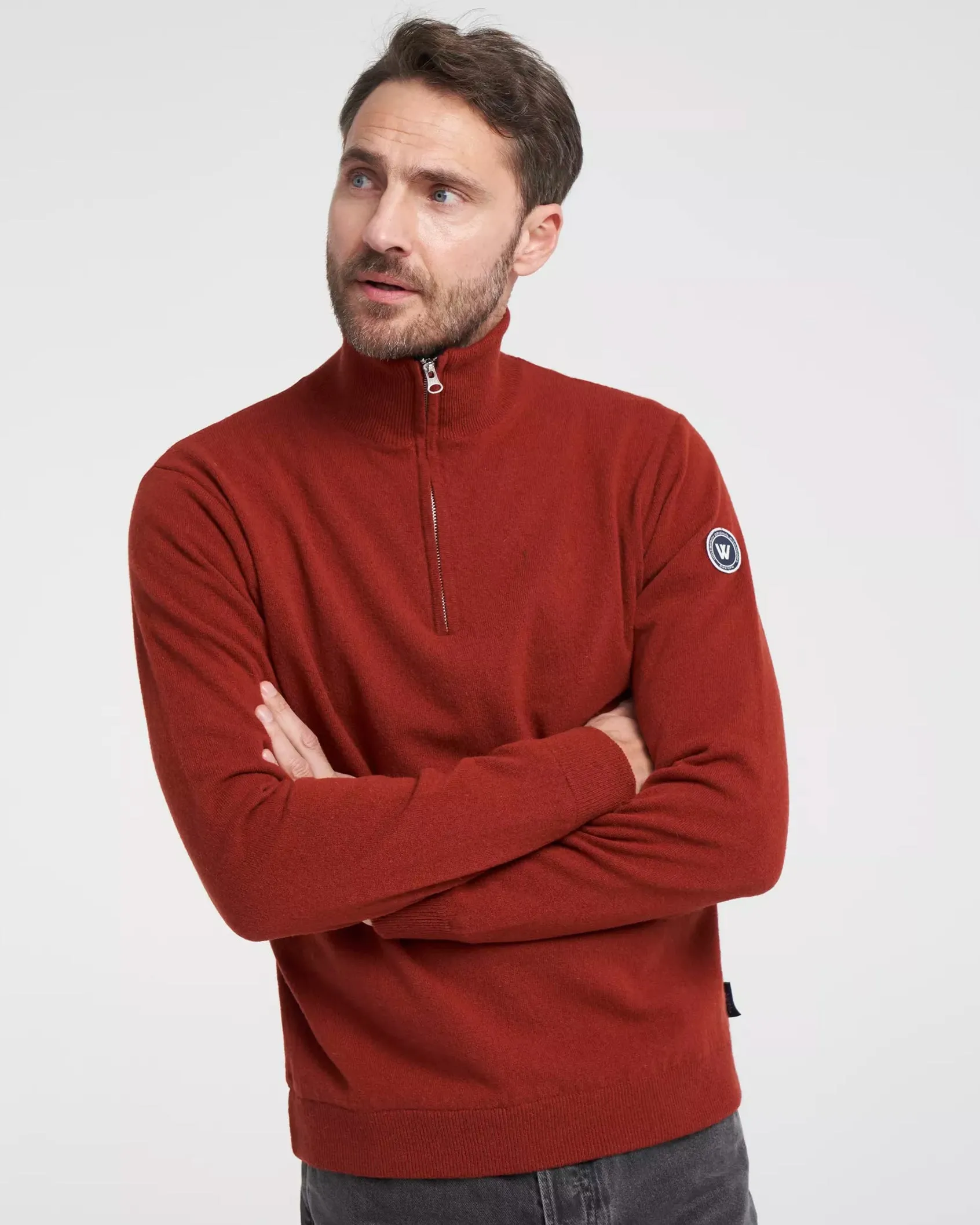 Maple Red Stellan Zip Neck Knit