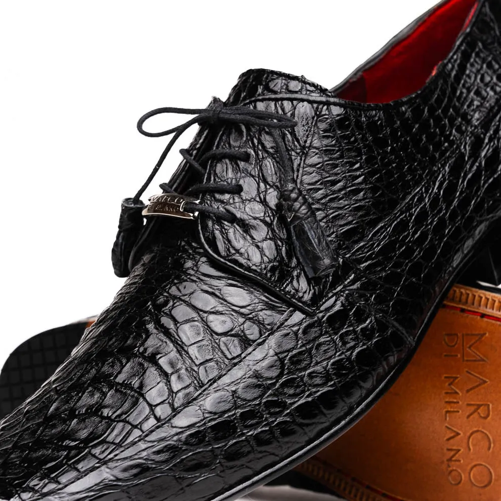 Marco Di Milano Leonardo Men's Shoes Genuine Caiman Crocodile Dress Derby Oxfords (MDM1147)