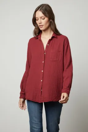 Margo Button-Up Cotton Gauze Shirt