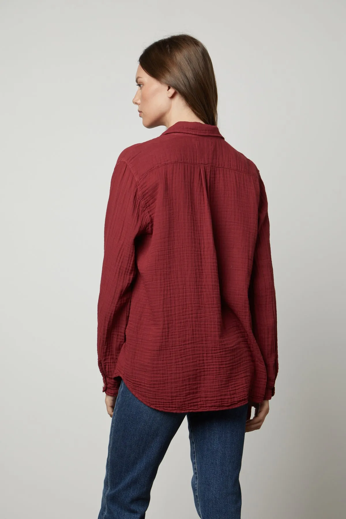 Margo Button-Up Cotton Gauze Shirt