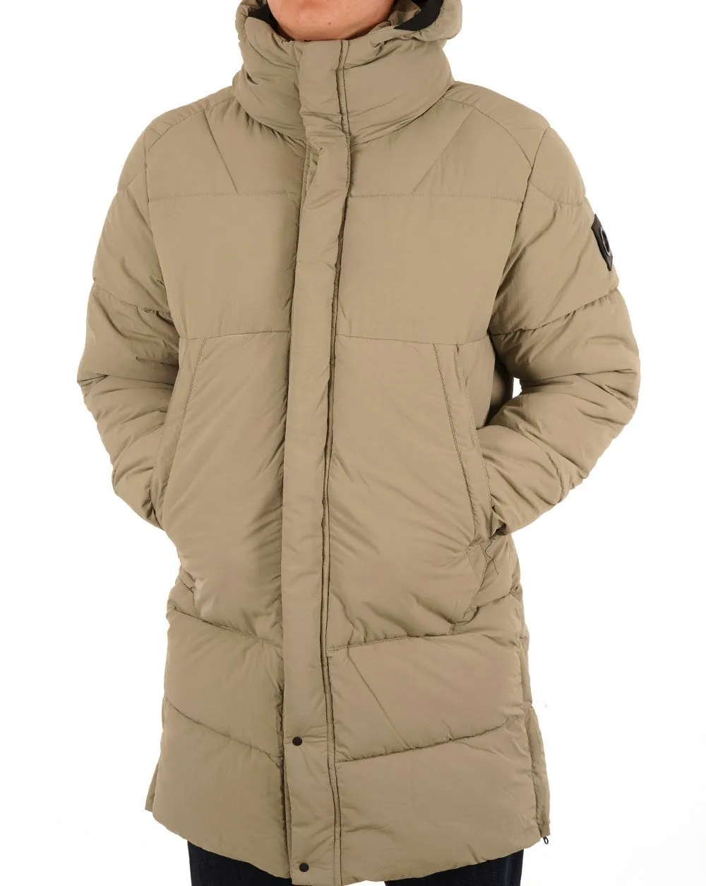 Longline Bubble Coat in Deep Sand