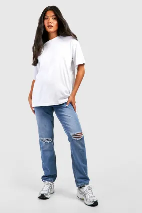 Maternity Over Bump Ripped Straight Jeans