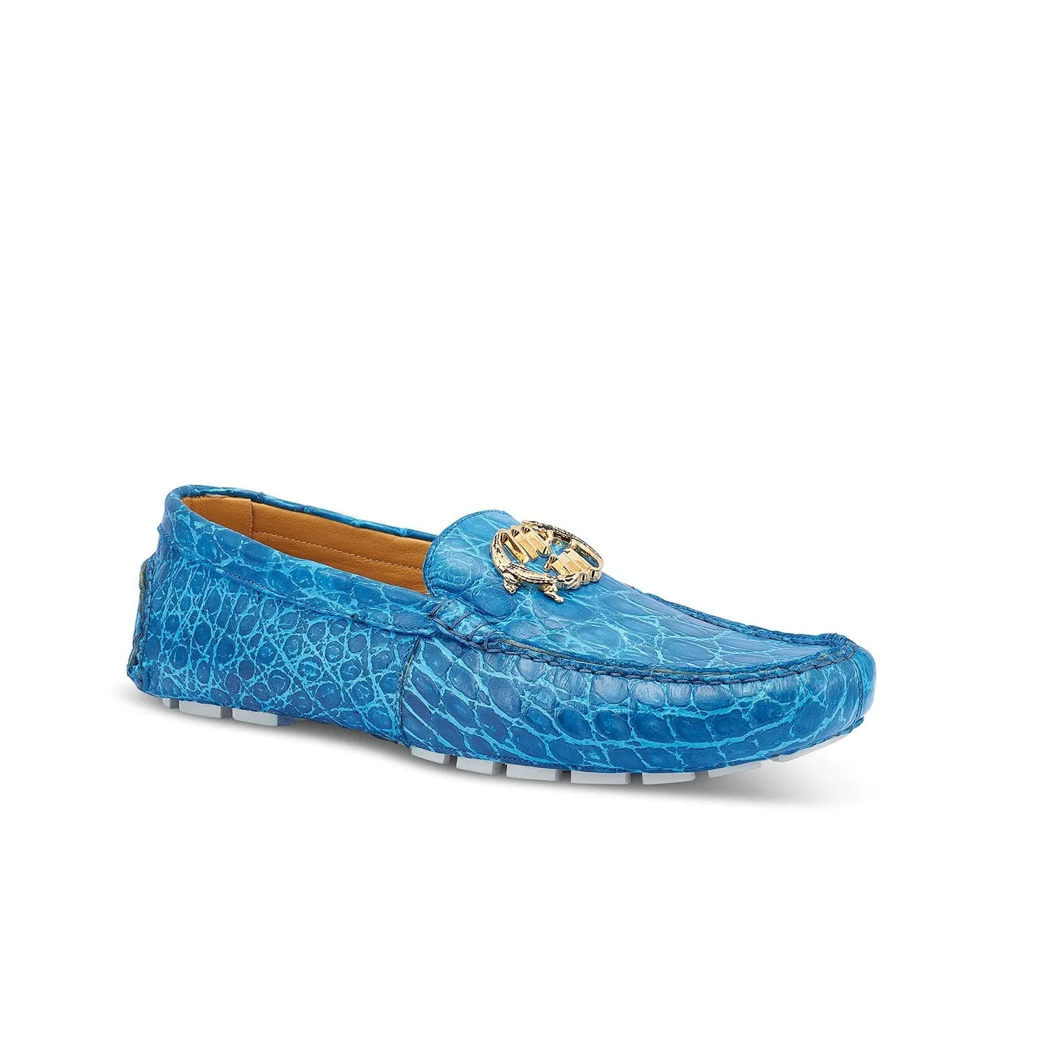 Mauri 3405/1 Scenic Men's Shoes Two-Tone Blue Exotic Alligator Driver Moccasins Loafers (MA5414)