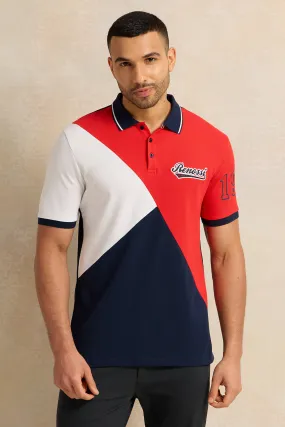 Men Multicolour Cut And Sew Polo Shirt