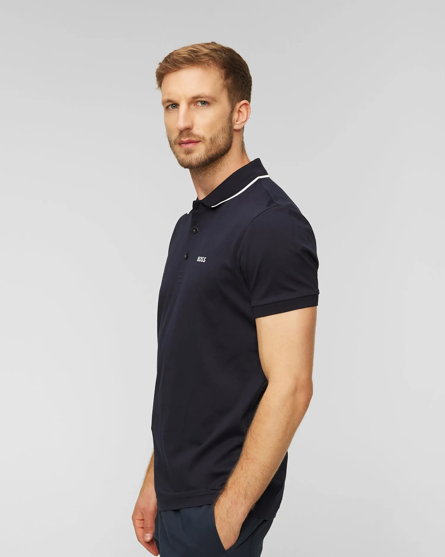 Men's navy blue polo shirt Hugo Boss Pamen's wool jumper 50494309-402