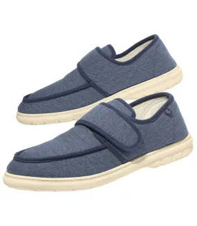 Blue Men's Hook-and-Loop Moccasins