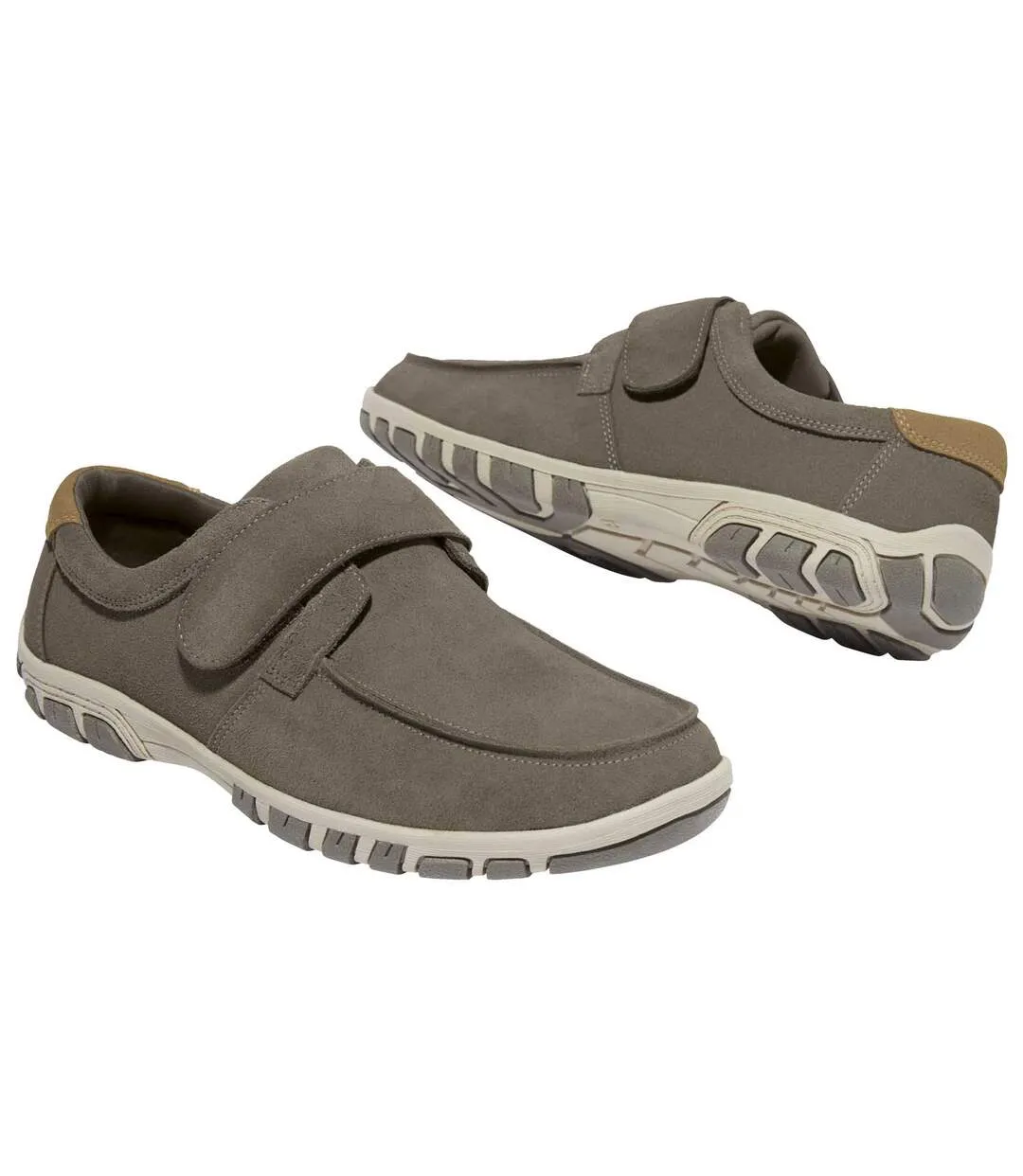 Grey Men's Hook-and-Loop Moccasins