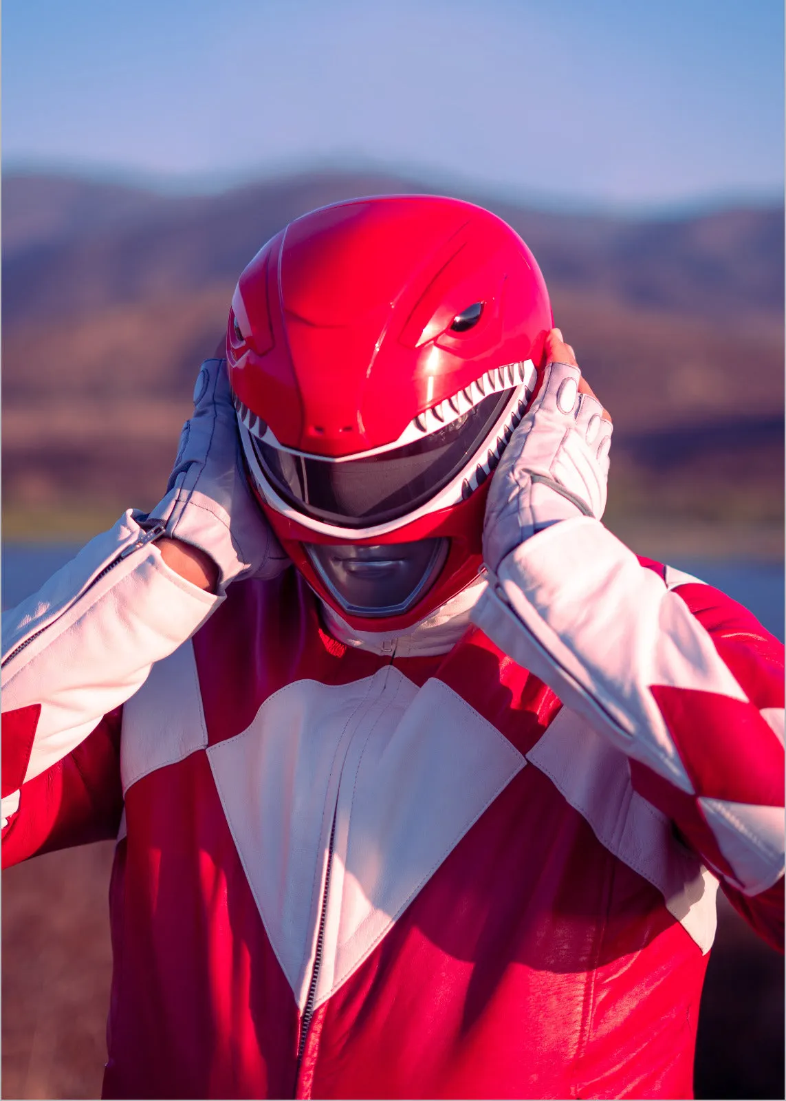 Mens Power Rangers Classic Leather Jacket - Red