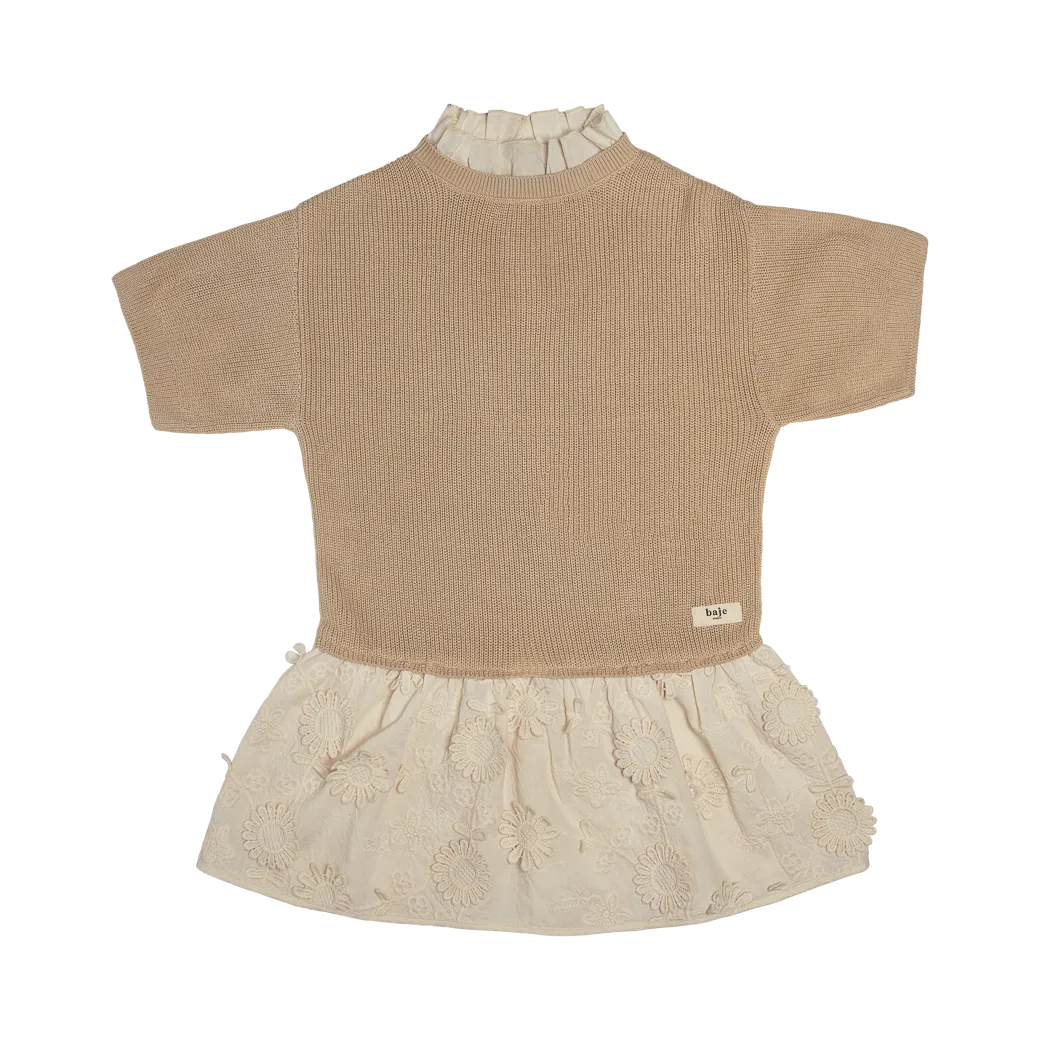 Embroidered Sand Knit Dress by MESI