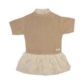 Embroidered Sand Knit Dress by MESI