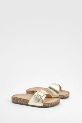 Metallic Buckle Detail Slides