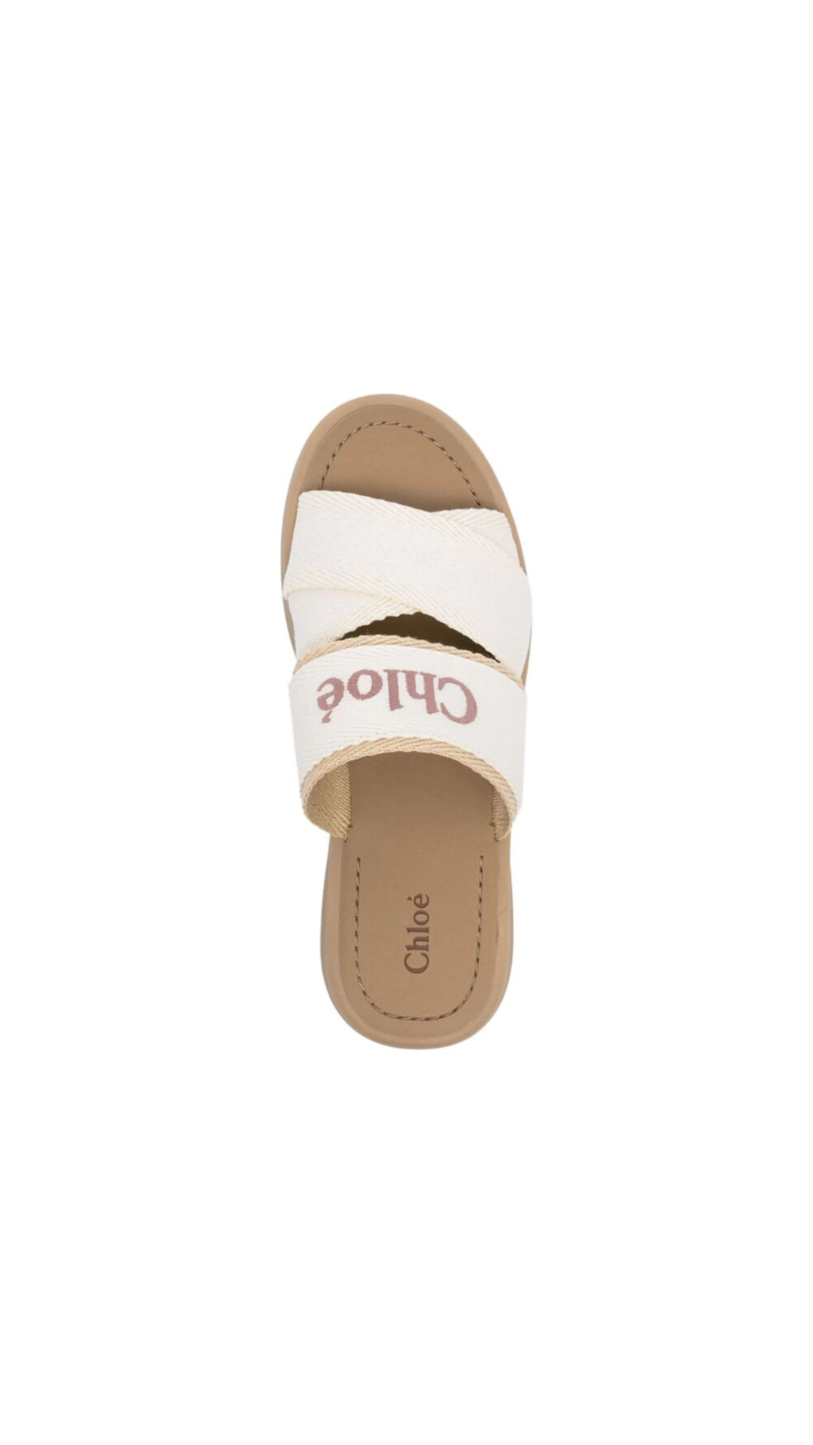 White Beige Mila Linen Slides