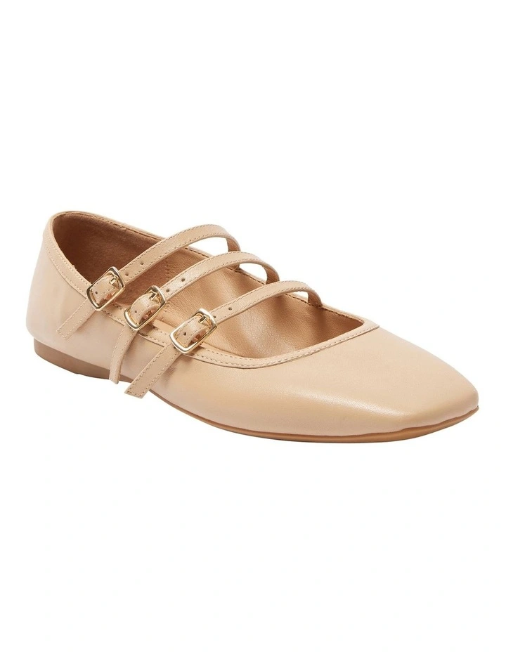 Millie Flat Ballet in Nude Leather