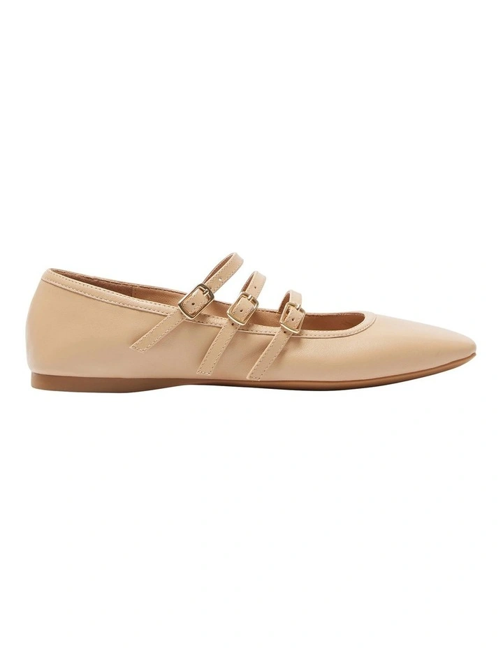 Millie Flat Ballet in Nude Leather