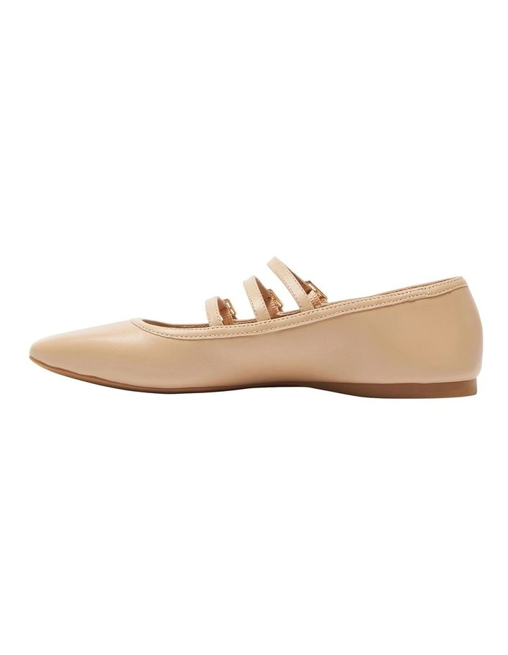 Millie Flat Ballet in Nude Leather