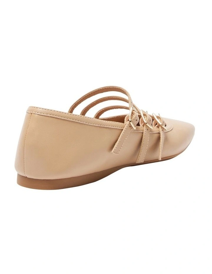 Millie Flat Ballet in Nude Leather