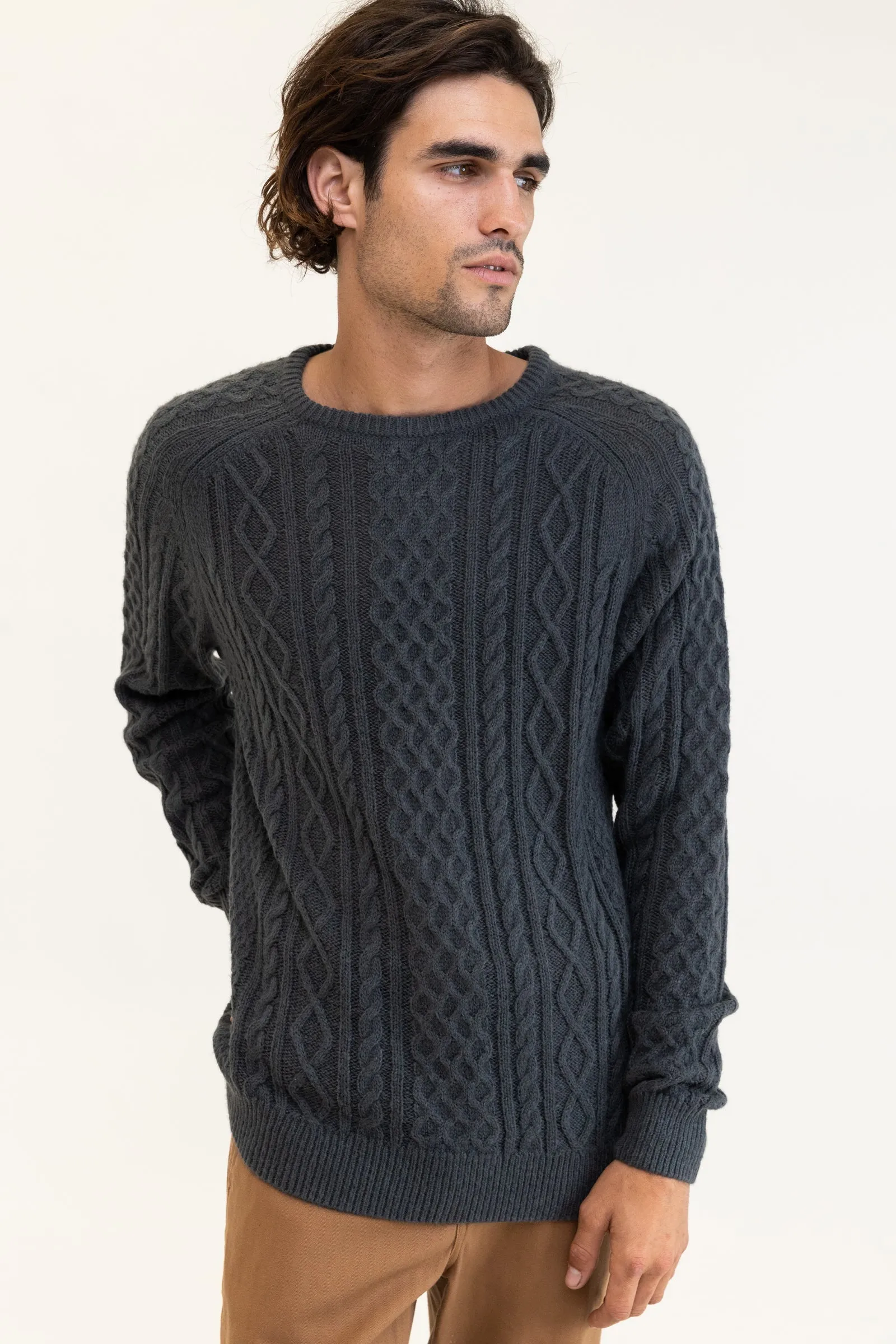 Mohair Fishermans Knit Kelp