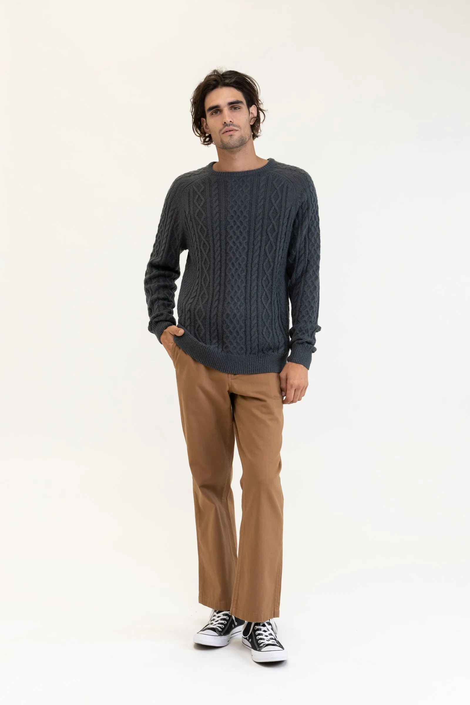 Mohair Fishermans Knit Kelp