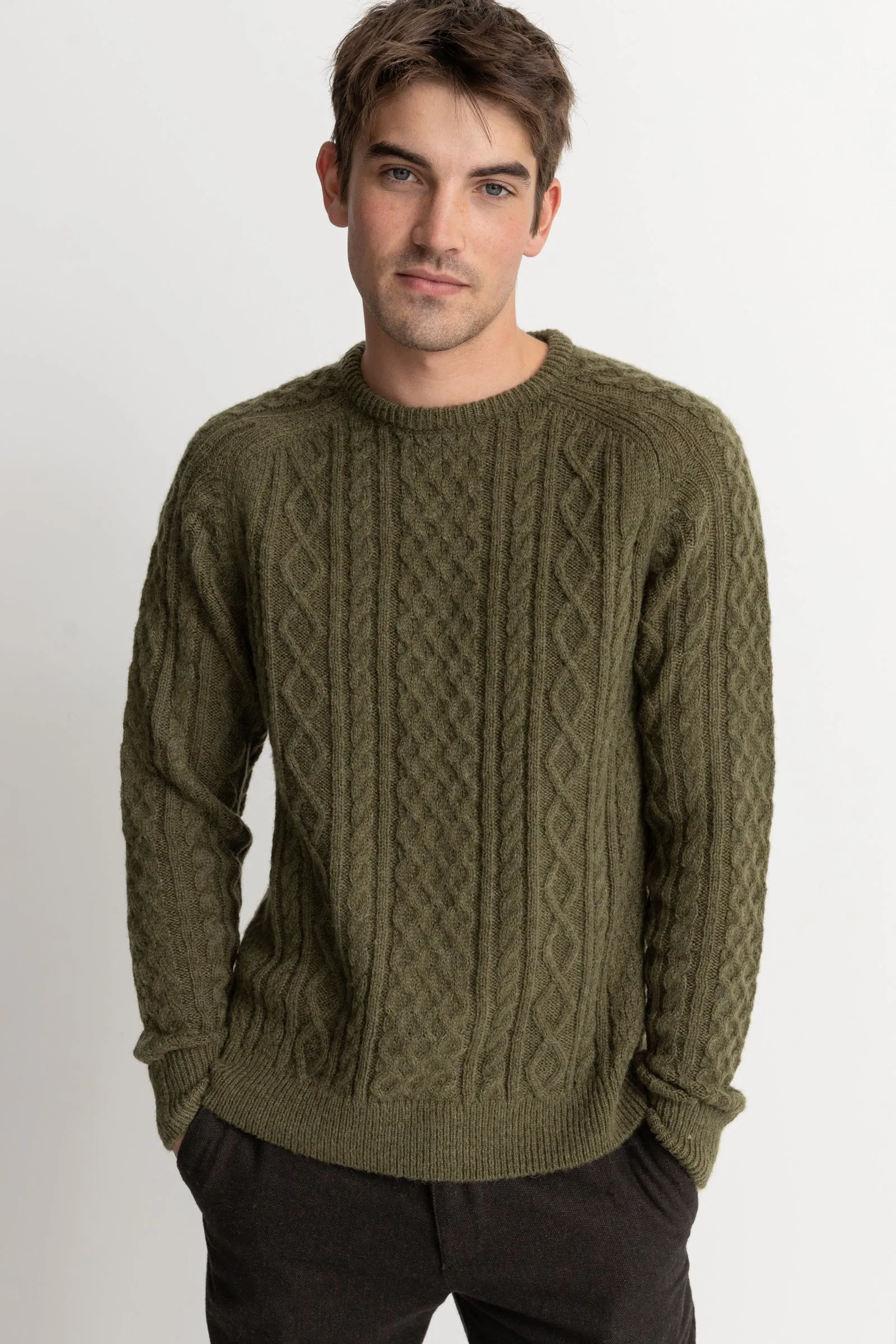 Mohair Fishermans Knit Olive